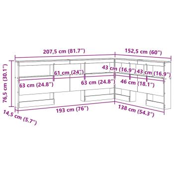 Stauraum-Kopfteil Eiche handwerklich 135 cm Holzwerkstoff