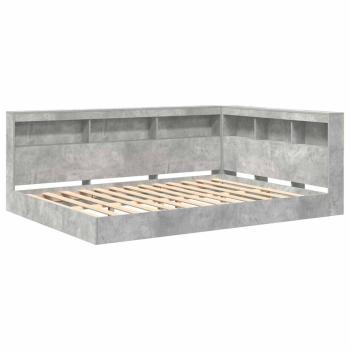 Bücherregal Bett 2 pcs Betongrau 140 x 200 cm Holzwerkstoff