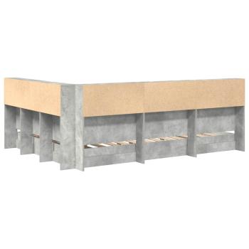 Bücherregal Bett mit Regal 2 pcs Betongrau 160 x 200 cm Melamin