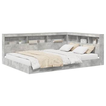 Bücherregal Bett mit Regal 2 pcs Betongrau 160 x 200 cm Melamin