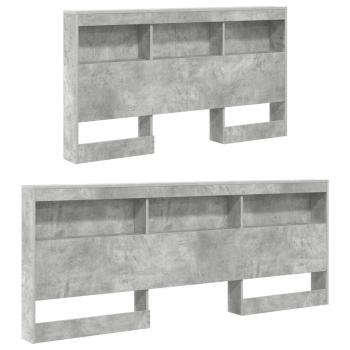 Bücherregal Bett mit Regal 2 pcs Betongrau 160 x 200 cm Melamin