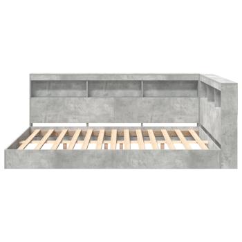 Bücherregal Bett mit Regal 2 pcs Betongrau 160 x 200 cm Melamin