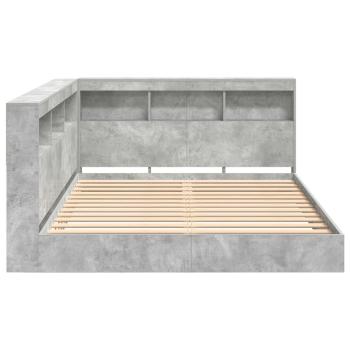 Bücherregal Bett mit Regal 2 pcs Betongrau 160 x 200 cm Melamin