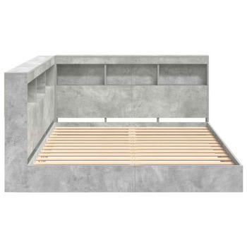 Bücherregal Bett mit Regal 2 pcs Betongrau 160 x 200 cm Melamin