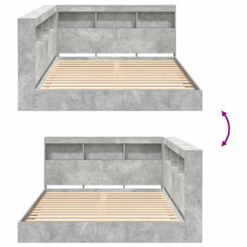 Bücherregal Bett mit Regal 2 pcs Betongrau 160 x 200 cm Melamin