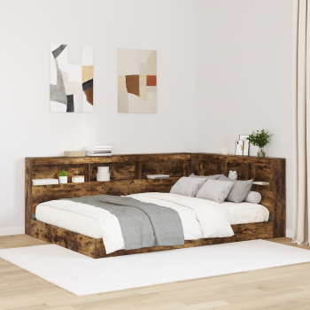 Bücherregal Bett 2 pcs Räuchereiche 160 x 200 cm Spanplatte