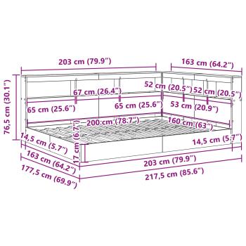 Bücherregal Bett 2 pcs Räuchereiche 160 x 200 cm Spanplatte