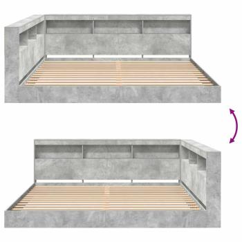 Bücherregal Bett mit Regal 2 pcs Betongrau 180 x 200 cm Beton