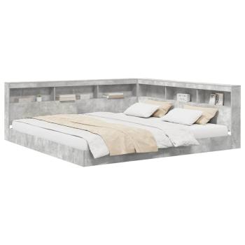 Bücherregal Bett mit Regal 2 pcs Betongrau 180 x 200 cm Beton