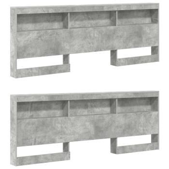 Bücherregal Bett mit Regal 2 pcs Betongrau 180 x 200 cm Beton