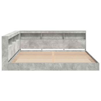 Bücherregal Bett mit Regal 2 pcs Betongrau 180 x 200 cm Beton