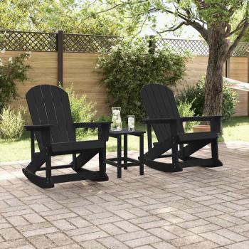 Adirondack Schaukelstühle 2 pcs Schwarz 73.5 x 92 x 90 cm HDPE