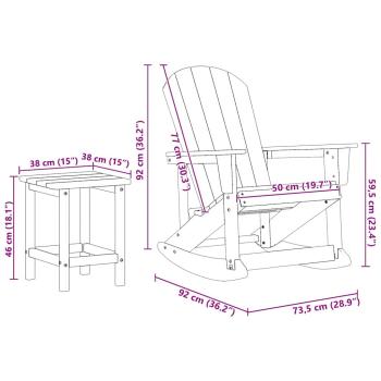 Garten Lounge Set 3 pcs Schwarz Mittel 38 x 38 x 46 cm HDPE