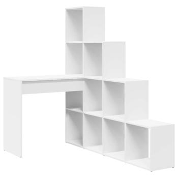 Eckschreibtisch mit Regal Weiß Standard Engineered Holz und MDF