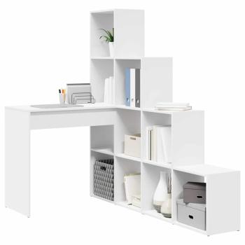 Eckschreibtisch mit Regal Weiß Standard Engineered Holz und MDF