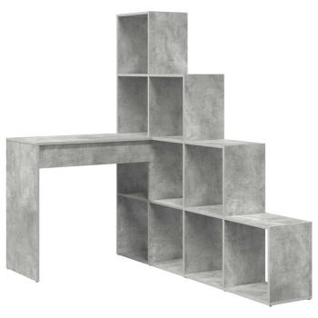 Eckschreibtisch mit Regal mit Speicher Betongrau 101,5 x 149,5 x 149,5 cm