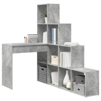 Eckschreibtisch mit Regal mit Speicher Betongrau 101,5 x 149,5 x 149,5 cm