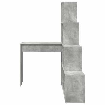 Eckschreibtisch mit Regal mit Speicher Betongrau 101,5 x 149,5 x 149,5 cm