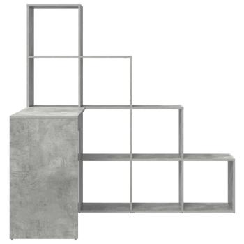 Eckschreibtisch mit Regal mit Speicher Betongrau 101,5 x 149,5 x 149,5 cm