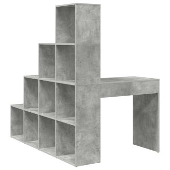 Eckschreibtisch mit Regal mit Speicher Betongrau 101,5 x 149,5 x 149,5 cm