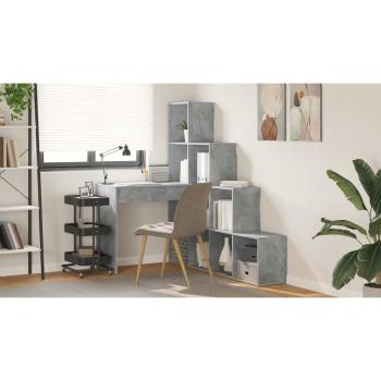 Eck-Schreibtisch mit Regal Beton Grau 101,5 x 149,5 x 149,5 cm