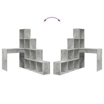 Eckschreibtisch mit Regal mit Speicher Betongrau 101,5 x 149,5 x 149,5 cm