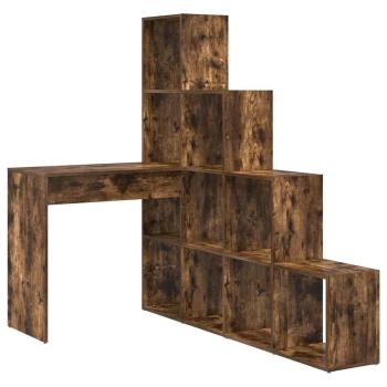 Eckschreibtisch mit Regal Räuchereiche 101,5 x 149,5 x 149,5 cm