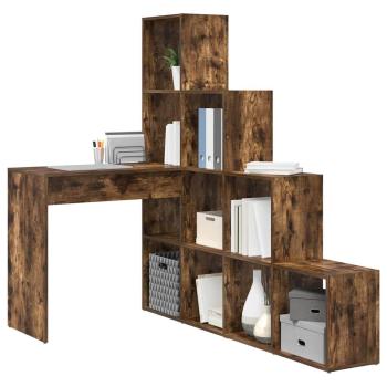 Eckschreibtisch mit Regal Räuchereiche 101,5 x 149,5 x 149,5 cm