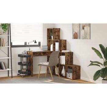 Eckschreibtisch mit Regal Räuchereiche 101,5 x 149,5 x 149,5 cm