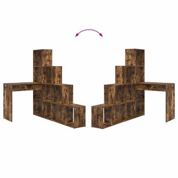 Eckschreibtisch mit Regal Räuchereiche 101,5 x 149,5 x 149,5 cm