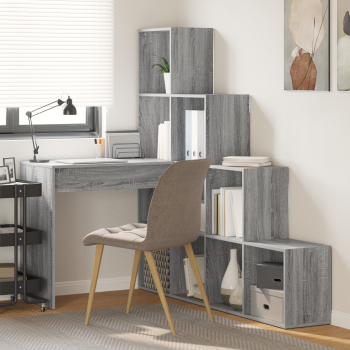 Eckschreibtisch mit Regal Grau Sonoma 101,5 x 149,5 x 149,5 cm