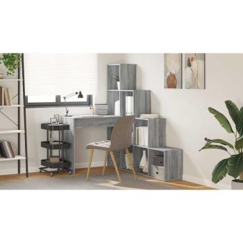 Eckschreibtisch mit Regal Grau Sonoma 101,5 x 149,5 x 149,5 cm