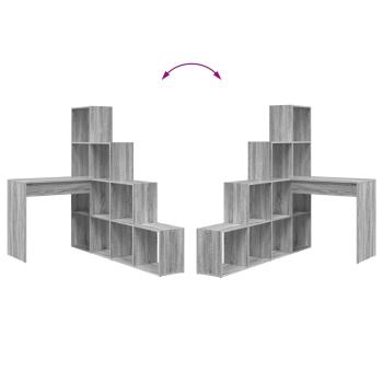 Eckschreibtisch mit Regal Grau Sonoma 101,5 x 149,5 x 149,5 cm