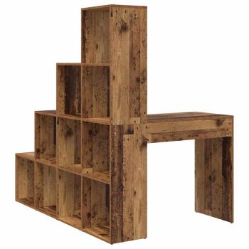 Eckschreibtisch mit Regal mit Speicher Altholz 101,5 x 149,5 x 149,5 cm