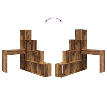 Eckschreibtisch mit Regal mit Speicher Altholz 101,5 x 149,5 x 149,5 cm