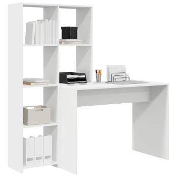 Schreibtisch mit Regal Weiß 138.5 x 55 x 143 cm Holzwerkstoff