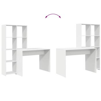Schreibtisch mit Regal Weiß 138.5 x 55 x 143 cm Holzwerkstoff