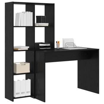 Schreibtisch mit Regal Schwarz Eichen-Optik 138,5 x 55 x 143 cm