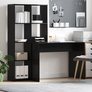 Schreibtisch mit Regal Schwarz Eichen-Optik 138,5 x 55 x 143 cm