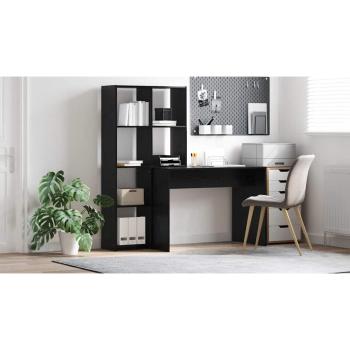 Schreibtisch mit Regal Schwarz Eichen-Optik 138,5 x 55 x 143 cm