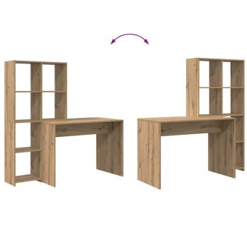 Schreibtisch mit Regal Eiche handwerklich 138.5 x 55 x 143 cm