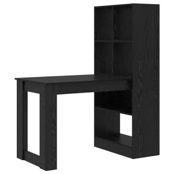 Schreibtisch mit Regal mit Speicher Schwarze Eiche 122 x 67 x 145 cm
