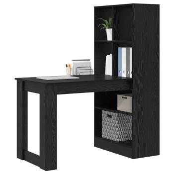 Schreibtisch mit Regal Schwarz Eichen-Optik 122 x 67 x 145 cm