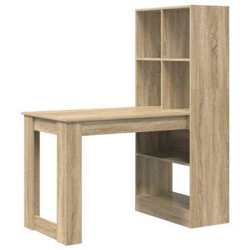 Schreibtisch mit Regal mit Speicher Sonoma Eiche 122 x 67 x 145 cm