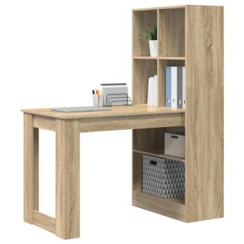 Schreibtisch mit Regal mit Speicher Sonoma Eiche 122 x 67 x 145 cm