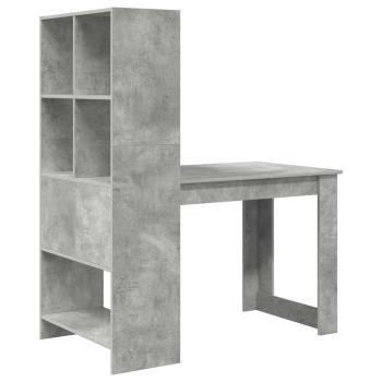 Schreibtisch mit Regal mit Speicher Beton Grau 122 x 67 x 145 cm