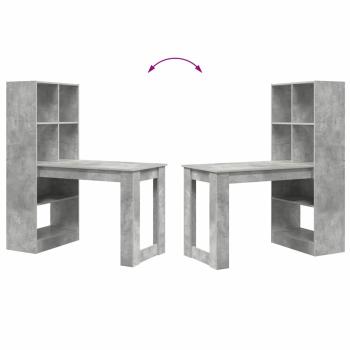 Schreibtisch mit Regal mit Speicher Beton Grau 122 x 67 x 145 cm