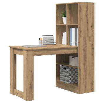 Schreibtisch mit Regal mit Speicher Eiche handwerklich 122 x 67 x 145 cm