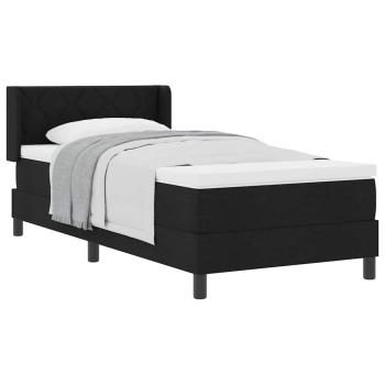 Boxspringbett mit Kopfteil Schwarz 90 x 190 cm Stoff und Schaum