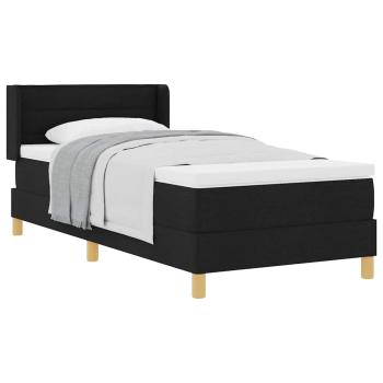 Boxspringbett mit Kopfteil Schwarz und Weiß 90 x 200 cm Stoff